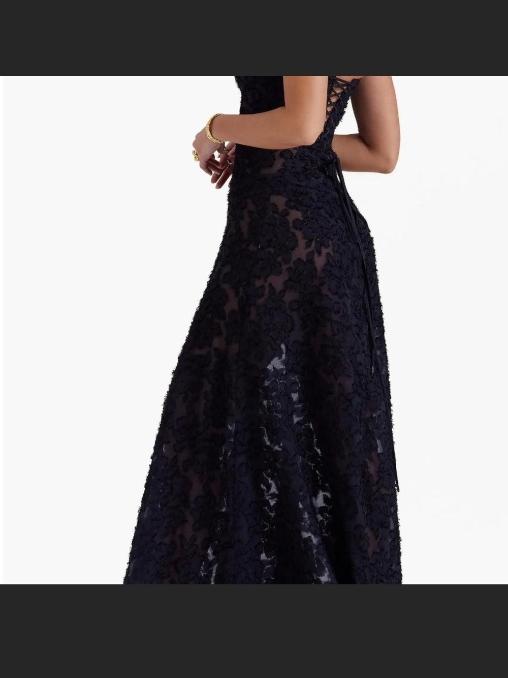 House of CB Black Floral Lace Gown